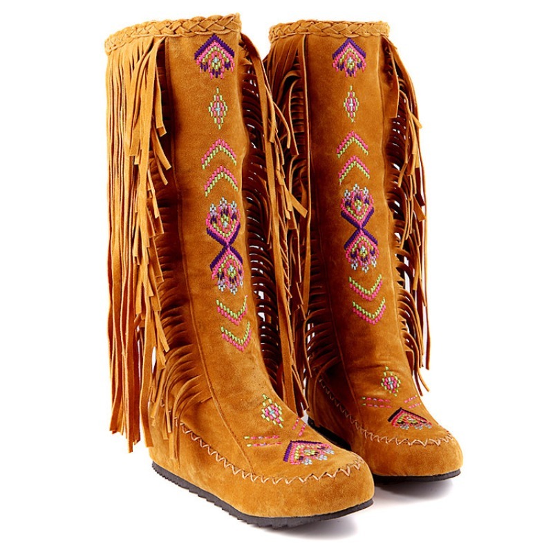 Tassel Boots Handmade Embroide - Ethnic Fashion Women 评论和价格