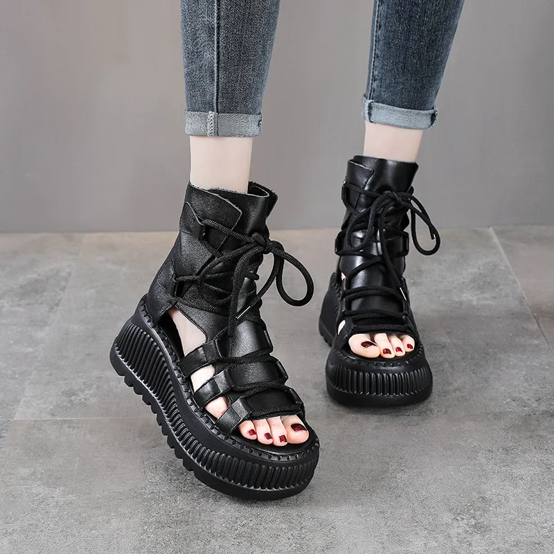 8CM Ethnic Cow Genuine Leather - Ethnic Fashion Women 评论和价格