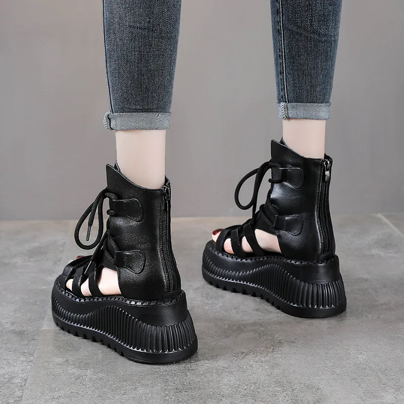 8CM Ethnic Cow Genuine Leather - Ethnic Fashion Women 评论和价格