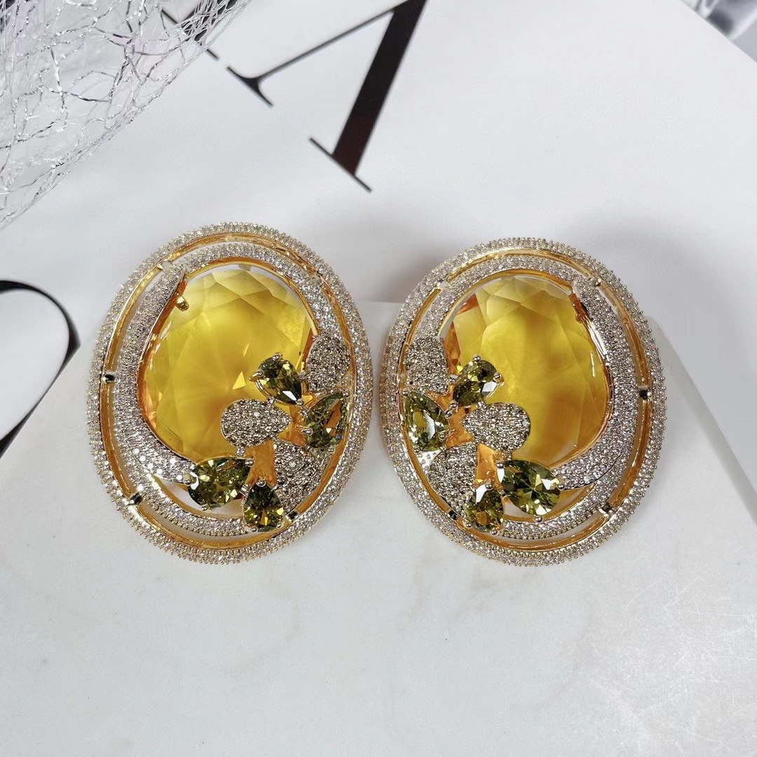 SENYU Luxury Big Egg CZ Stud E - Ethnic Fashion India 评论和价格