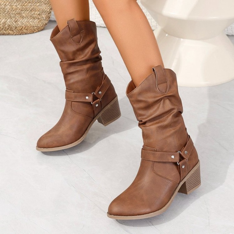 Womens Mid-Calf Boots Retro St - Ethnic Fashion Women 评论和价格
